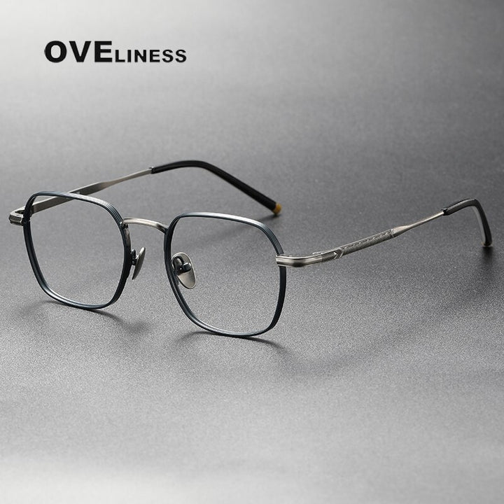 Oveliness Unisex Full Rim Irregular Square Titanium Eyeglasses Capeua Full Rim Oveliness blue gun  