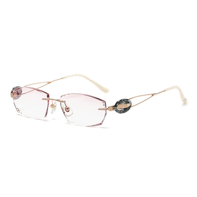 Zirosat Women's Rimless Rectangle Titanium Diamond Cut Eyeglasses 5022 Rimless Zirosat Default Title  