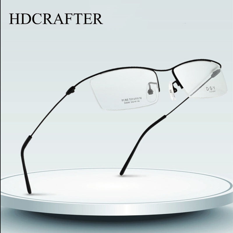 Hdcrafter Men's Semi Rim Square Titanium Eyeglasses 6688 Semi Rim Hdcrafter Eyeglasses   