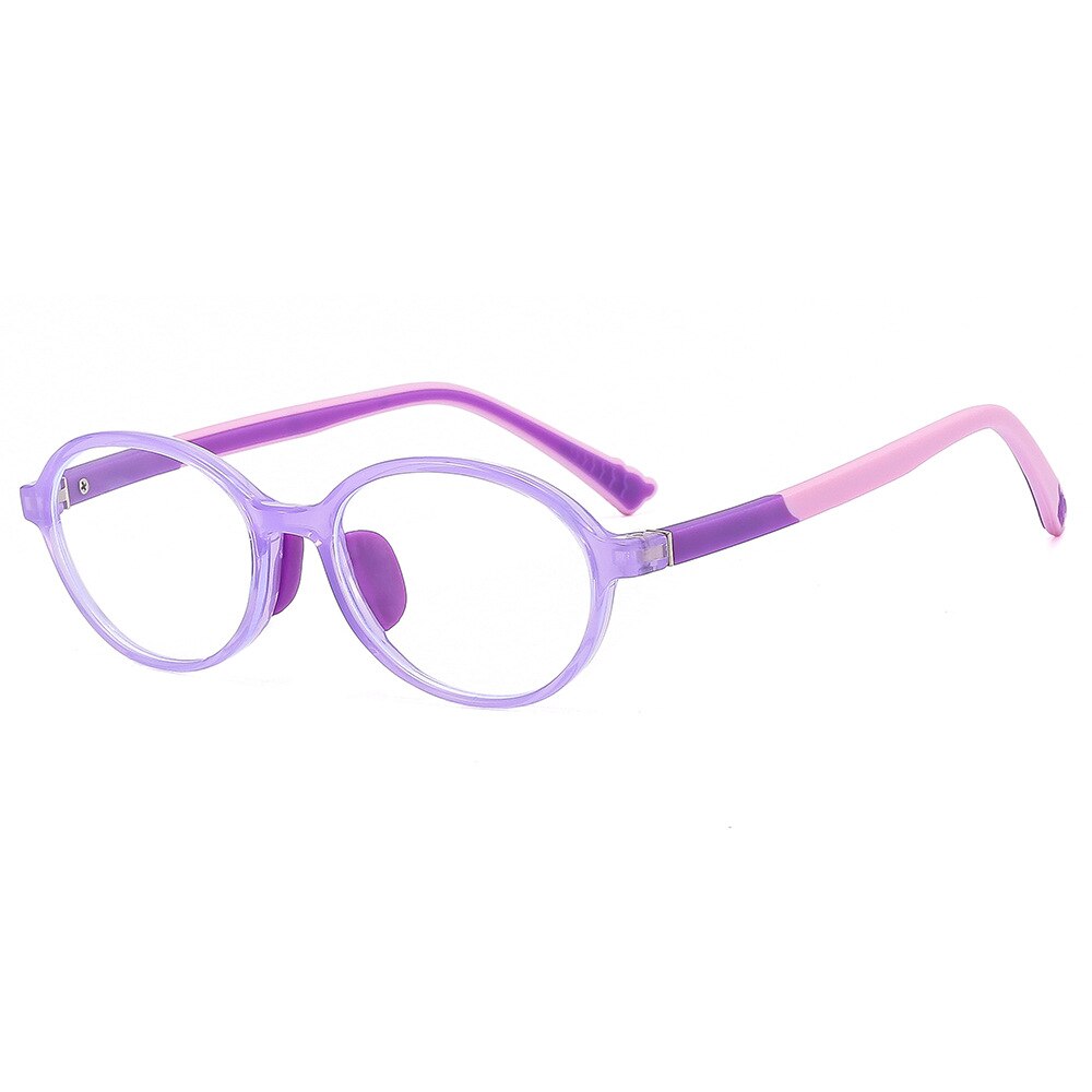 CCSpace Unisex Youth Full Rim Round Silicone Eyeglasses 54674 Full Rim CCspace Purple China 