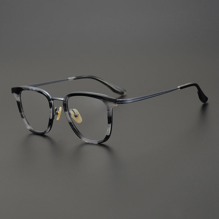 Gatenac Unisex Full Rim Square Titanium Acetate Frame Eyeglasses Gxyj782 Full Rim Gatenac Gray Tortoise  