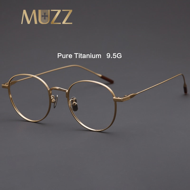 Muzz Men's Full Rim Round Titanium Frame Eyeglasses 8084 Full Rim Muzz   