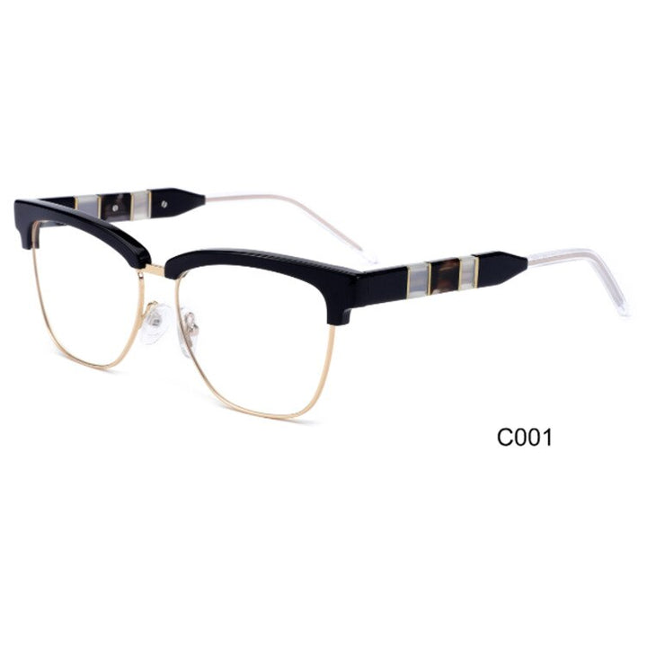 CCSpace Women's Full Rim Square Cat Eye Acetate Alloy Eyeglasses 55281 Full Rim CCspace China Black 