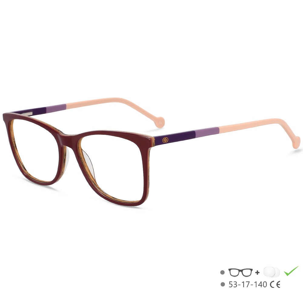 CCspace Unisex Full Rim Square Acetate Eyeglasses 55565 Full Rim CCspace Purple China 