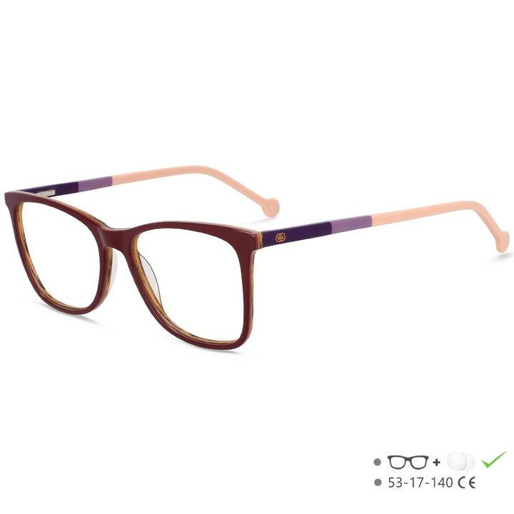 CCSpace Unisex Full Rim Square Acetate Eyeglasses 55565 Full Rim CCspace Purple China 