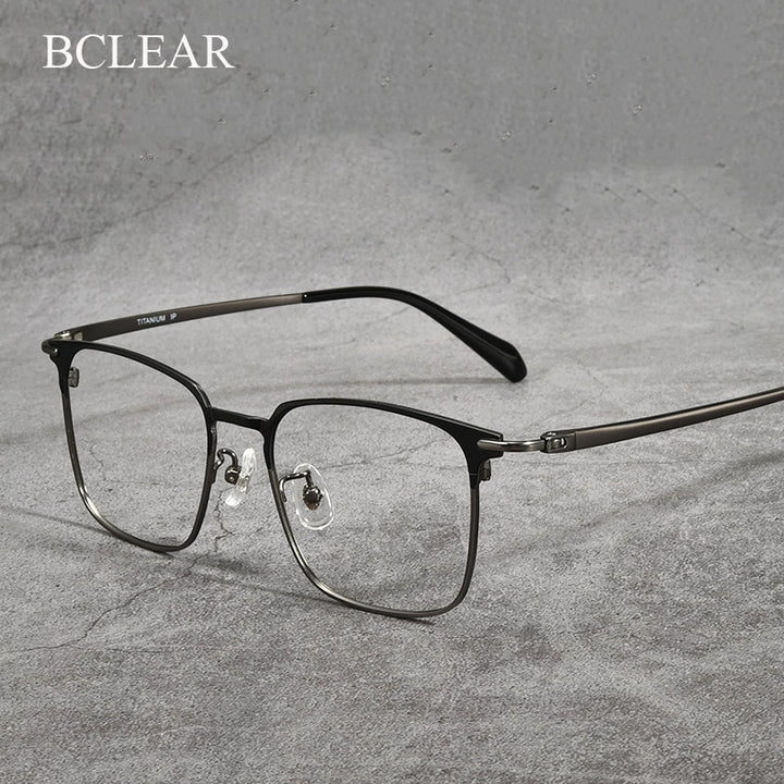 Bclear Unisex Full Rim Square Titanium Acetate Eyeglasses Lb1104 Full Rim Bclear   