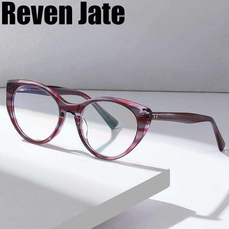 Reven Jate Women's Full Rim Cat Eye Acetate Eyeglasses Rw8816 Full Rim Reven Jate   