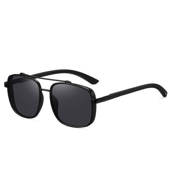 Yimaruili Unisex Full Rim Square Tr 90 Alloy Double Bridge Polarized Sunglasses C3805 Sunglasses Yimaruili Sunglasses Matte Black C1 Other 