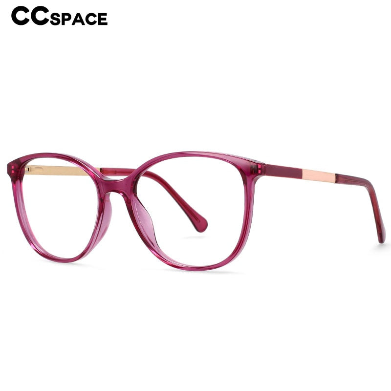 CCspace Women's Full Rim Round Cat Eye Tr 90 Titanium Frame Eyeglasses 54495 Full Rim CCspace   