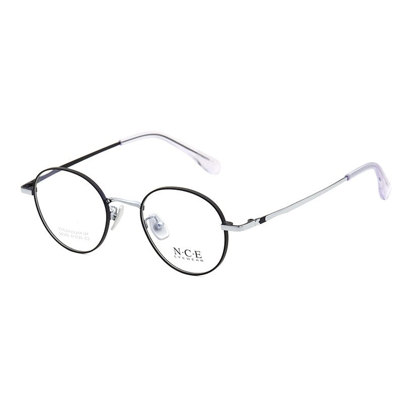 Zirosat Women's Full Rim Round Titanium Acetate Frame Eyeglasses 88305 Full Rim Zirosat black-silver  