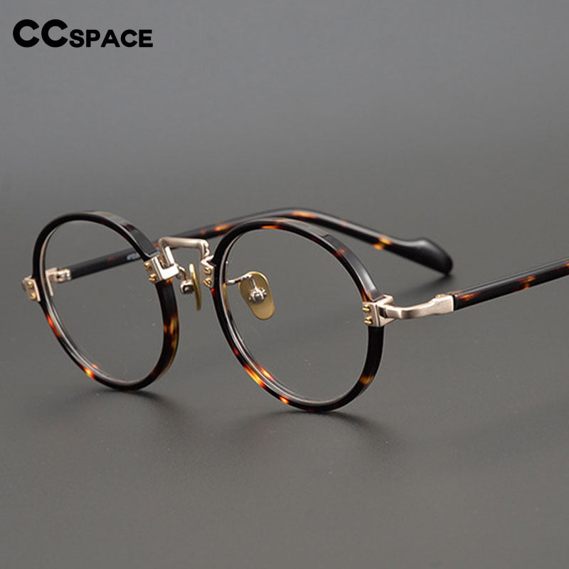 CCSpace Unisex Full Rim Round/Square Acetate Titanium Eyeglasses 53312 Full Rim CCspace   