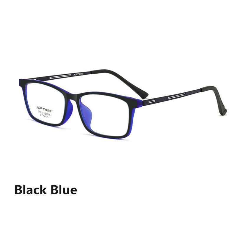 Handoer Unisex Full Rim Square Tr 90 Titanium Hyperopic Photochromic +350 To +600 Reading Glasses 9824 Reading Glasses Handoer +350 black blue 