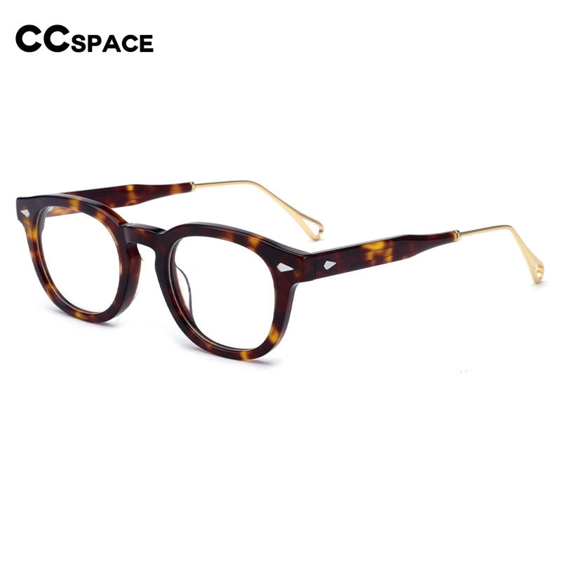 CCSpace Men's Full Rim Square Round Handcrafted Acetate Alloy Eyeglasses 55280 Full Rim CCspace   