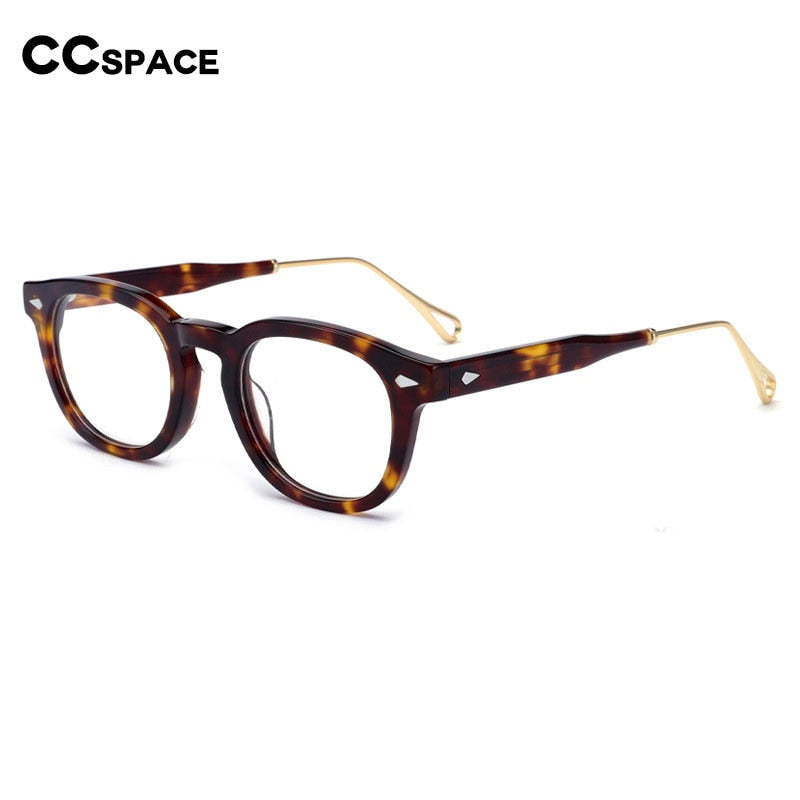 CCspace Men's Full Rim Square Round Acetate Alloy Eyeglasses 55280 Full Rim CCspace   