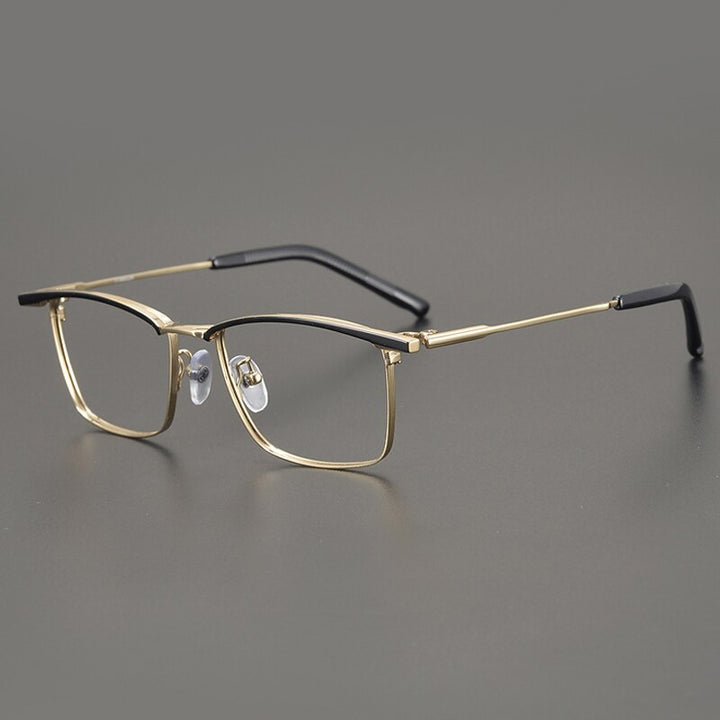 Gatenac Unisex Full Rim Square Titanium Eyebrow Eyeglasses Gxyj891 Full Rim Gatenac Gold  