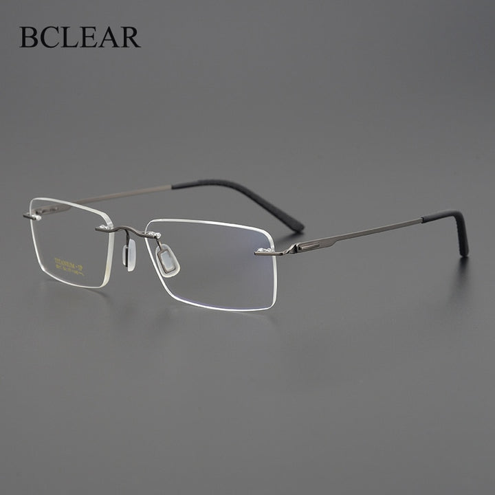 Bclear Unisex Rimless Square Titanium Eyeglasses My9911 Rimless Bclear   