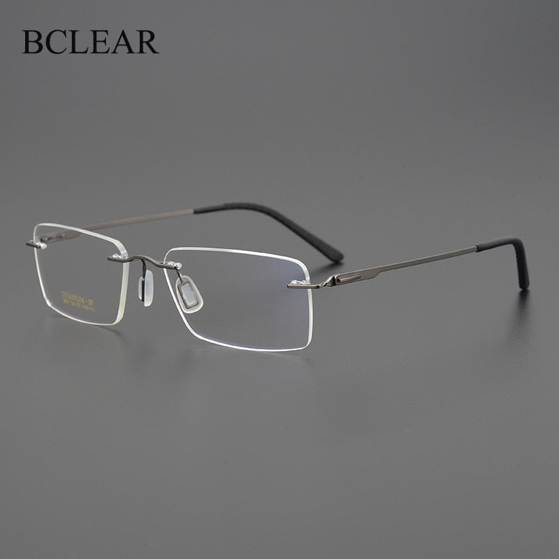 Bclear Unisex Rimless Square Titanium Eyeglasses My9911 Rimless Bclear   