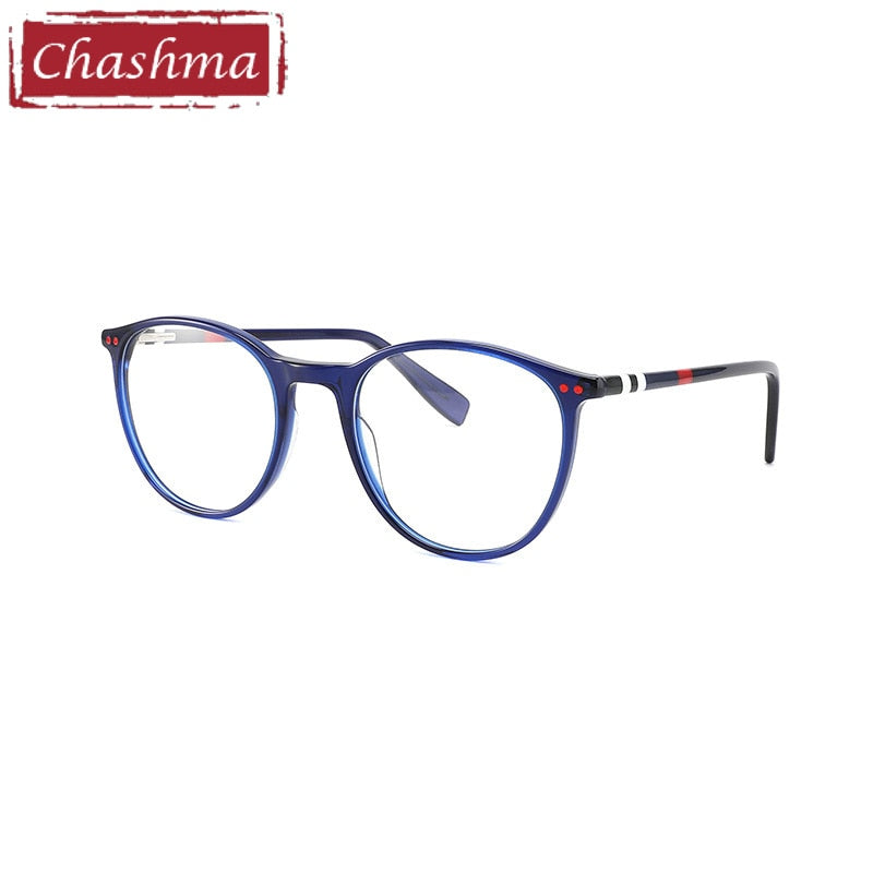 Chashma Ottica Unisex Full Rim Round Sqare Tr 90 Titanium Eyeglasses 8019 Full Rim Chashma Ottica Blue  