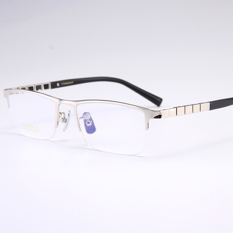 Bclear Men's Semi Rim Square Titanium Eyeglasses My91068 Semi Rim Bclear Silver  