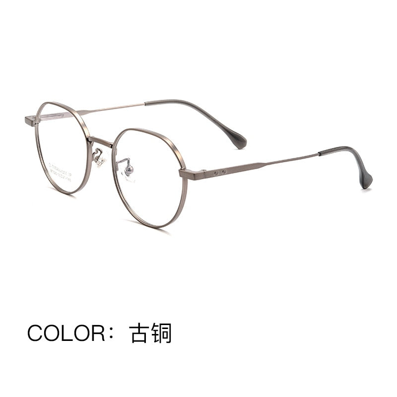 Yimaruili Unisex Full Rim Polygonal Titanium Eyeglasses Bt020t Full Rim Yimaruili Eyeglasses Bronze  