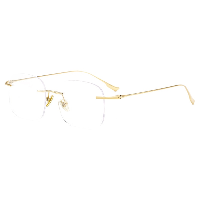 Zirosat Unisex Rimless Square Titanium Eyeglasses1135 Rimless Zirosat golden  