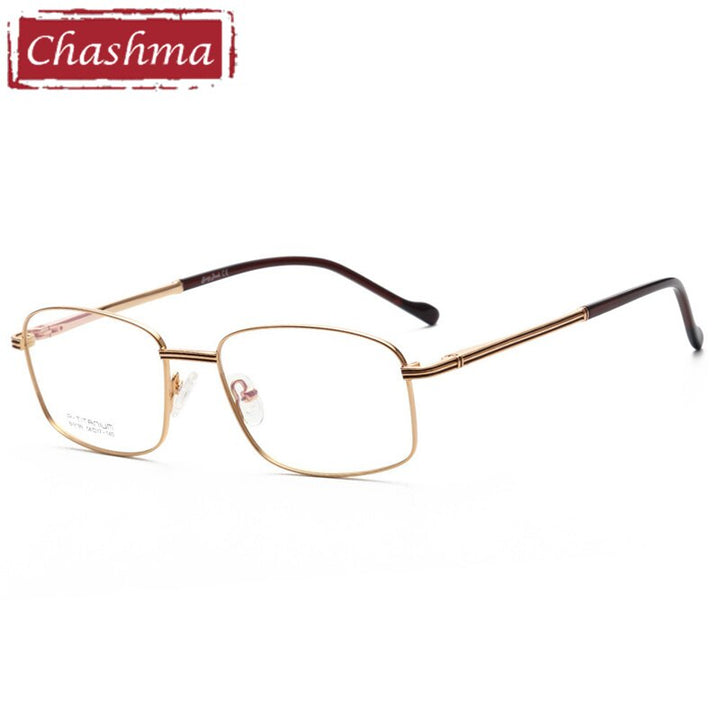 Chashma Ottica Men's Full Rim Irregular Square Titanium Eyeglasses 9199 Full Rim Chashma Ottica Gold  