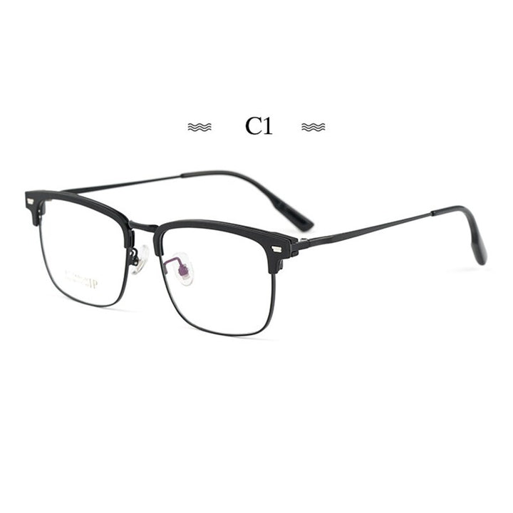 Hotochki Men's Full Rim Square Round Titanium Alloy Frame Eyeglasses 2322bj Full Rim Hotochki C1  