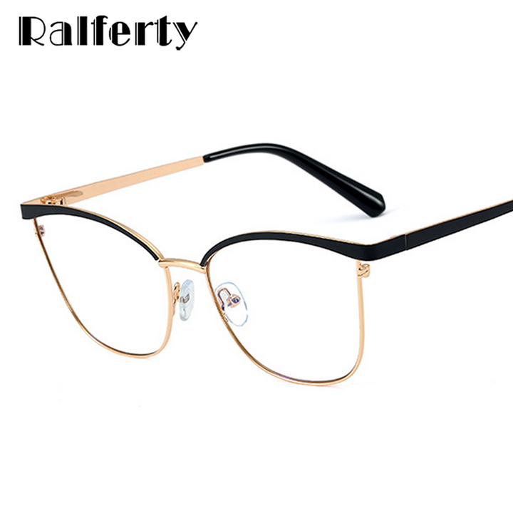 Ralferty Women's Full Rim Square Cat Eye Acetate Alloy Eyeglasses F95783 Full Rim Ralferty   