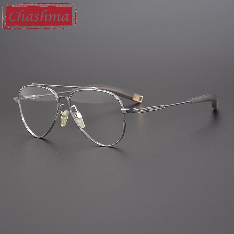 Chashma Ottica Men's Full Rim Pilot Round Double Bridge Titanium Eyeglasses Full Rim Chashma Ottica   