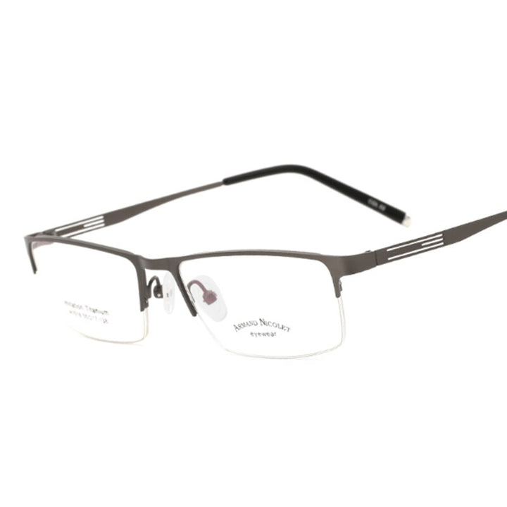 Handoer Unisex Semi Rim Rectangle Titanium Eyeglasses A1518 Semi Rim Handoer Gray  