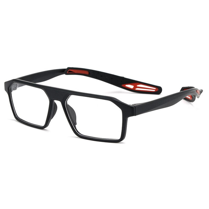 Reven Jate Unisex Full Rim Square Tr 90 Sport Eyeglasses 1218 Sport Eyewear Reven Jate black  