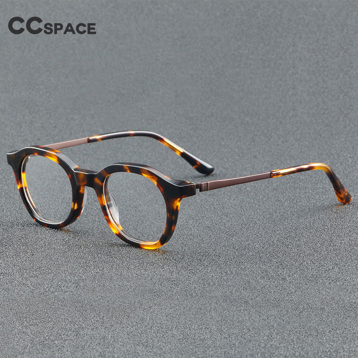 CCSpace Unisex Full Rim Round Acetate Eyeglasses 55355 Full Rim CCspace   