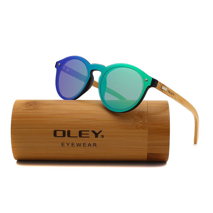 Oley Women's Round Bamboo Leg Color Film Sunglasses Z0479 Sunglasses Oley Z0479 C2ZBOX custom logo 