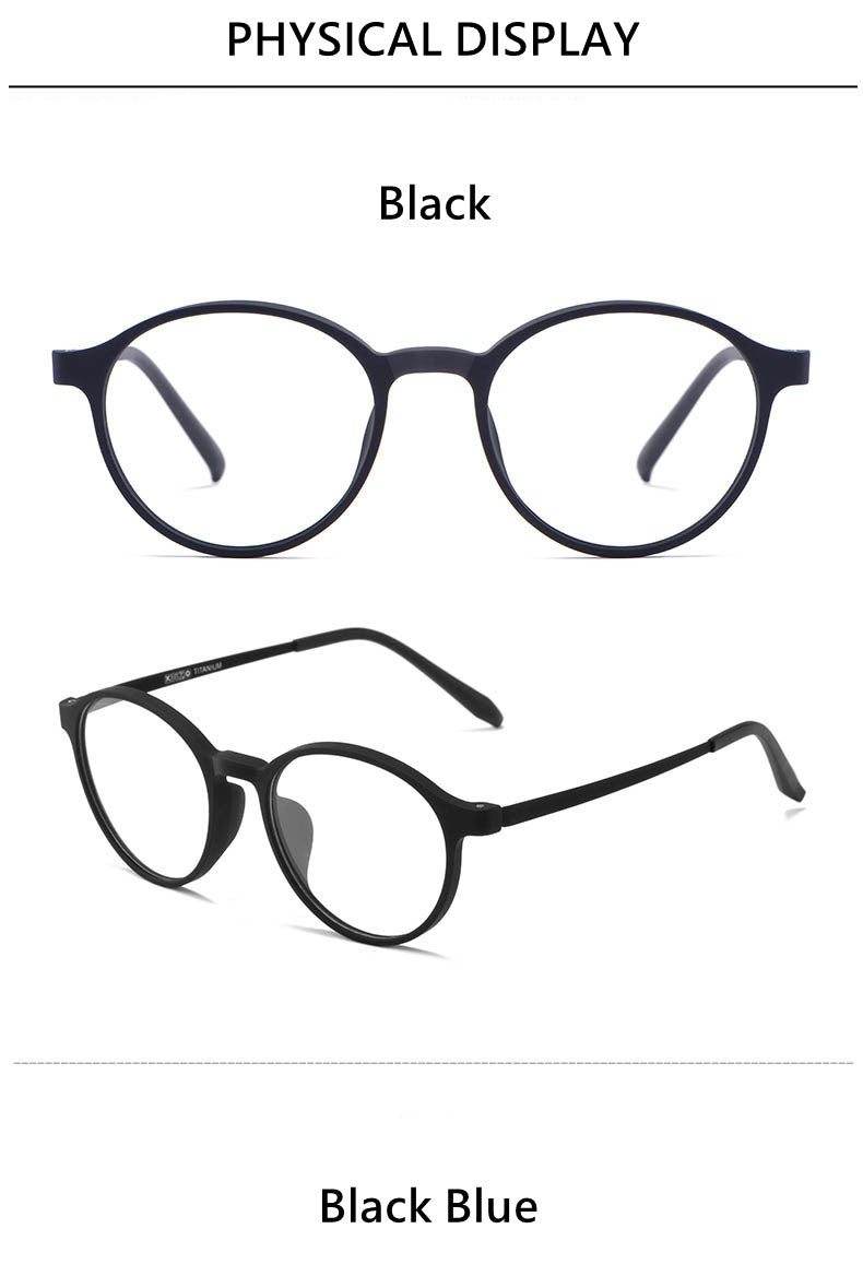 Katkani Unisex Full Rim Round Rubber Titanium Black Anti Blue Light Reading Glasses 30503 Reading Glasses KatKani Eyeglasses   
