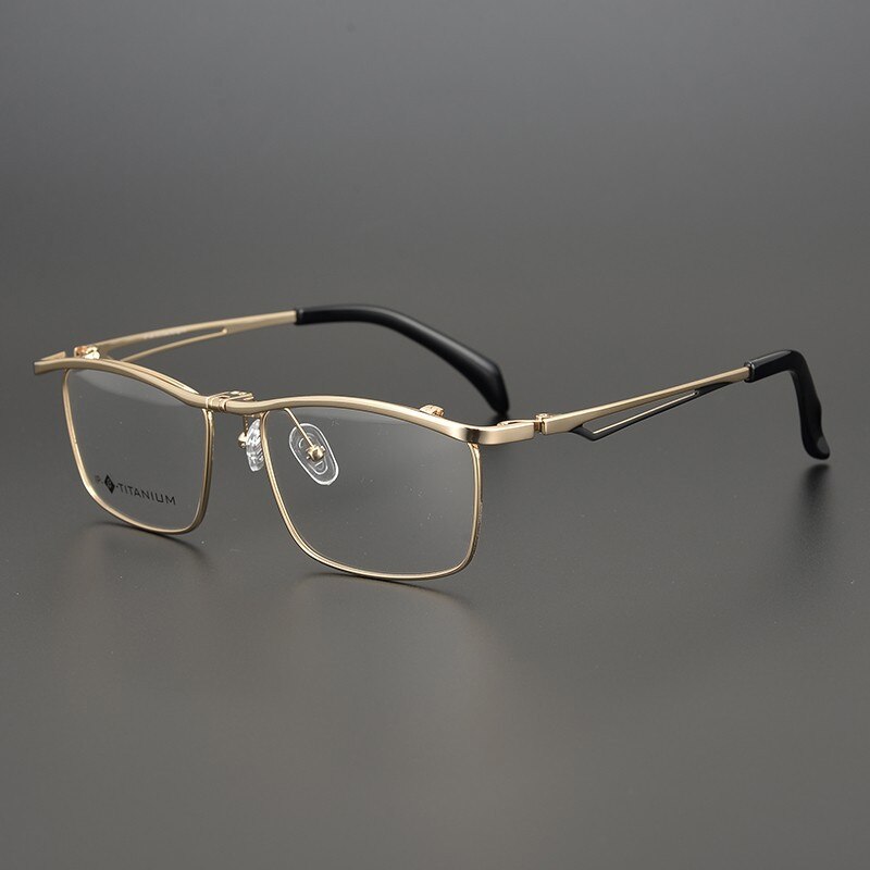 Gatenac Unisex Full Rim Square Titanium Flip Up Frame Eyeglasses Gxyj752 Full Rim Gatenac Gold  