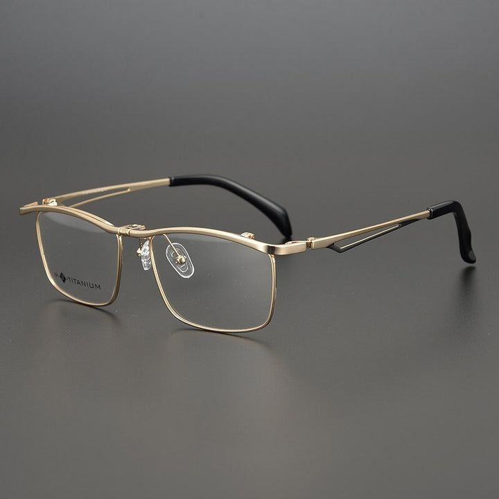 Gatenac Unisex Full Rim Square Titanium Flip Up Frame Eyeglasses Gxyj752 Full Rim Gatenac Gold  