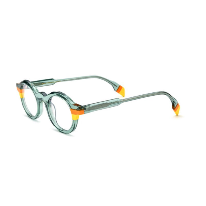 CCSpace Unisex Full Rim Irregular Round Acetate Eyeglasses 54701 Full Rim CCspace clear-green China 