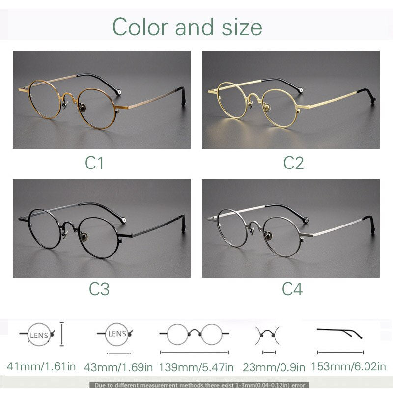 Yujo Unisex Full Rim Small 43mm Round Alloy Eyeglasses Customized Lenses Full Rim Yujo   