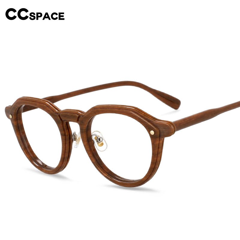 CCspace Unisex Full Rim Round Acetate Frame Eyeglasses 54541 Full Rim CCspace   