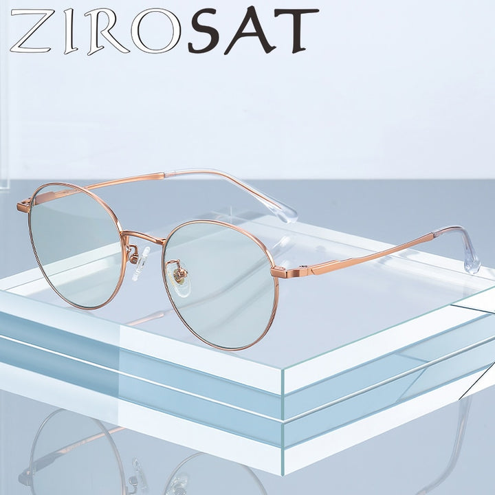 Zirosat Men's Full Rim Round Tr 90 Titanium Eyeglasses St6211 Full Rim Zirosat   