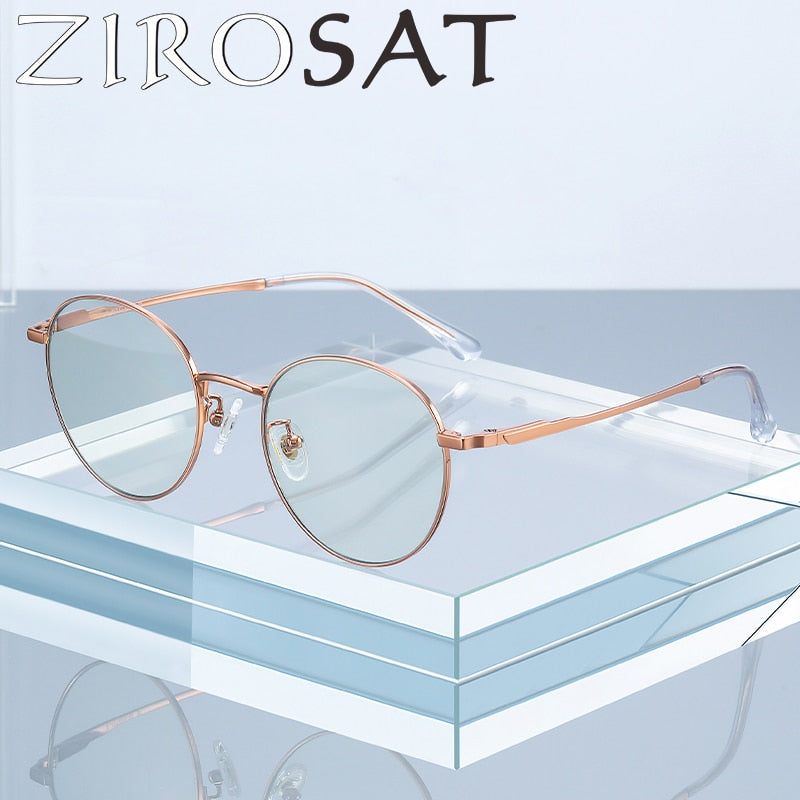 Zirosat Men's Full Rim Round Tr 90 Titanium Eyeglasses St6211 Full Rim Zirosat   