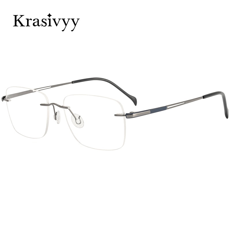 Krasivyy Men's Rimless Square Titanium Eyeglasses Kr8665 Rimless Krasivyy   