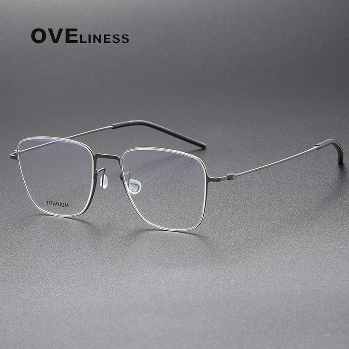 Oveliness Unisex Full Rim Square Titanium Eyeglasses 5506 Full Rim Oveliness gun  