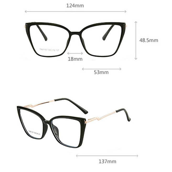 KatKani Women's Full Rim Cat Eye TR 90 Resin Frame Eyeglasses 7157 Full Rim KatKani Eyeglasses   
