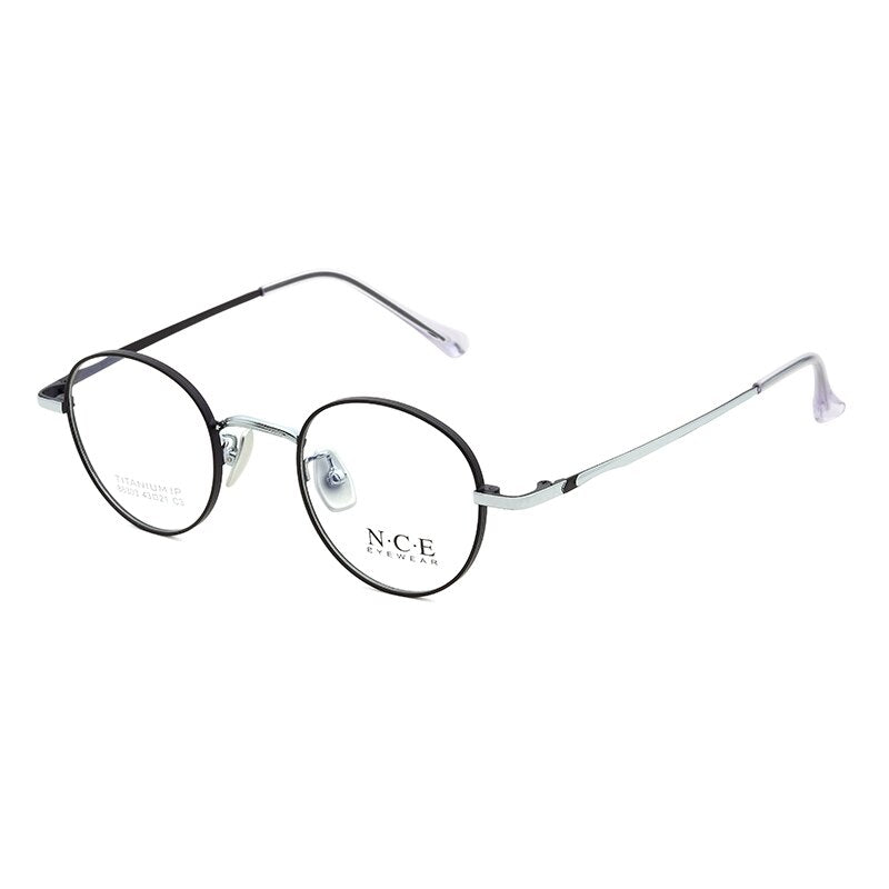 Zirosat Women's Full Rim Round Titanium Acetate Frame Eyeglasses 88303 Full Rim Zirosat black-silver  