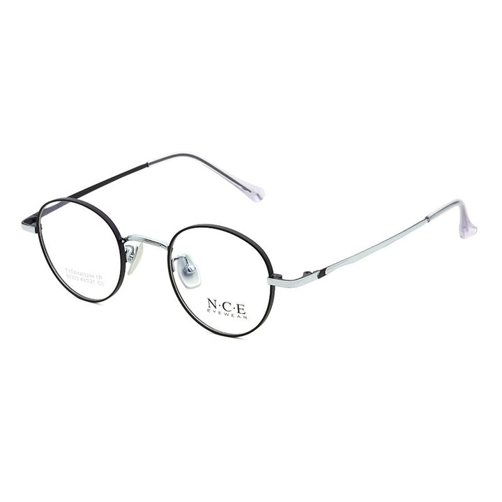Zirosat Women's Full Rim Round Titanium Acetate Frame Eyeglasses 88303 Full Rim Zirosat black-silver  