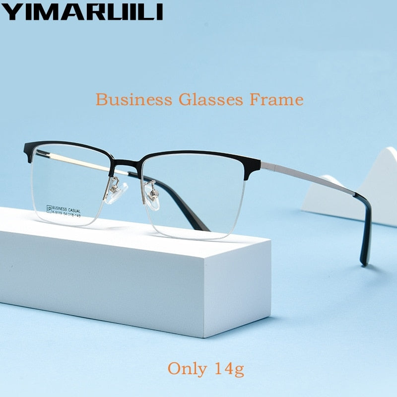 Yimaruili Men's Semi Rim Square Titanium Alloy Eyelgasses K9119 Semi Rim Yimaruili Eyeglasses   