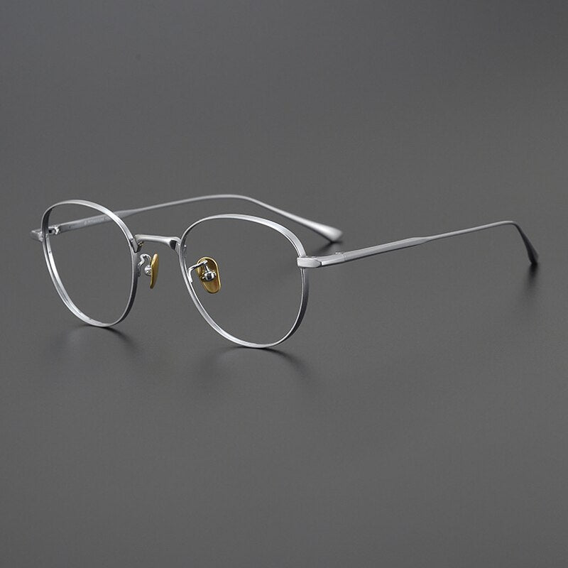 Gatenac Unisex Full Rim Round Square Titanium Eyeglasses Gxyj988 Full Rim Gatenac Silver  