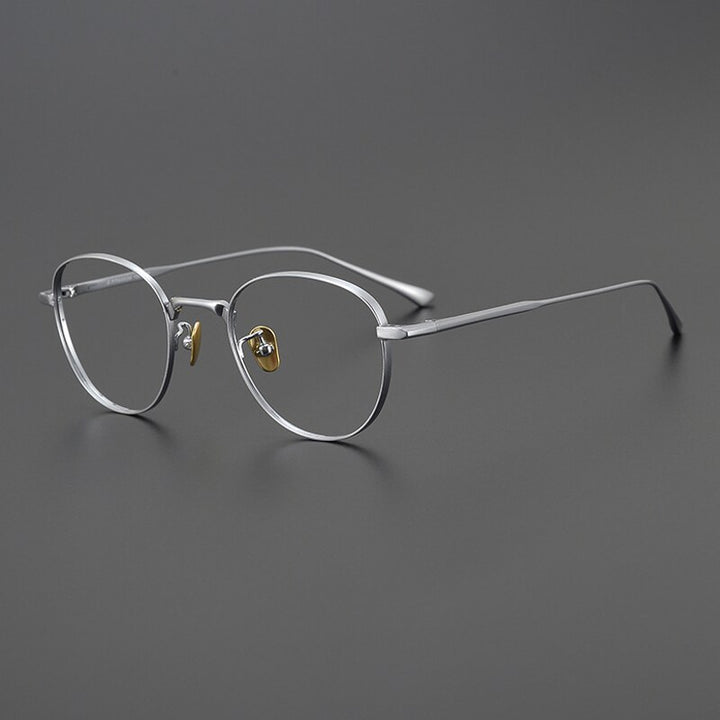 Gatenac Unisex Full Rim Round Square Titanium Eyeglasses Gxyj988 Full Rim Gatenac Silver  