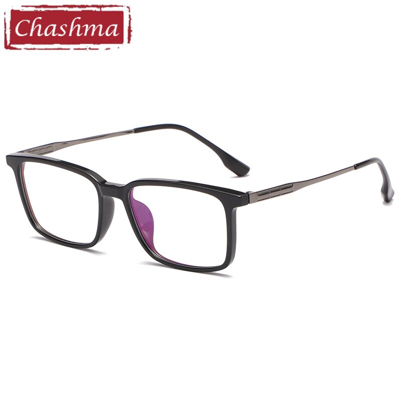 Chashma Ottica Unisex Full Rim Square Tr 90 Titanium  Eyeglasses Full Rim Chashma Ottica Black Gray  